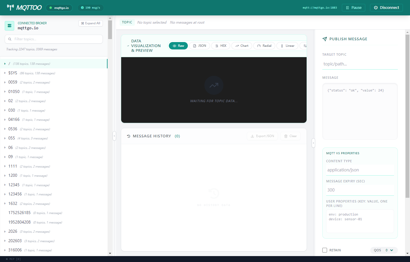 MQTTOO 儀表板總覽